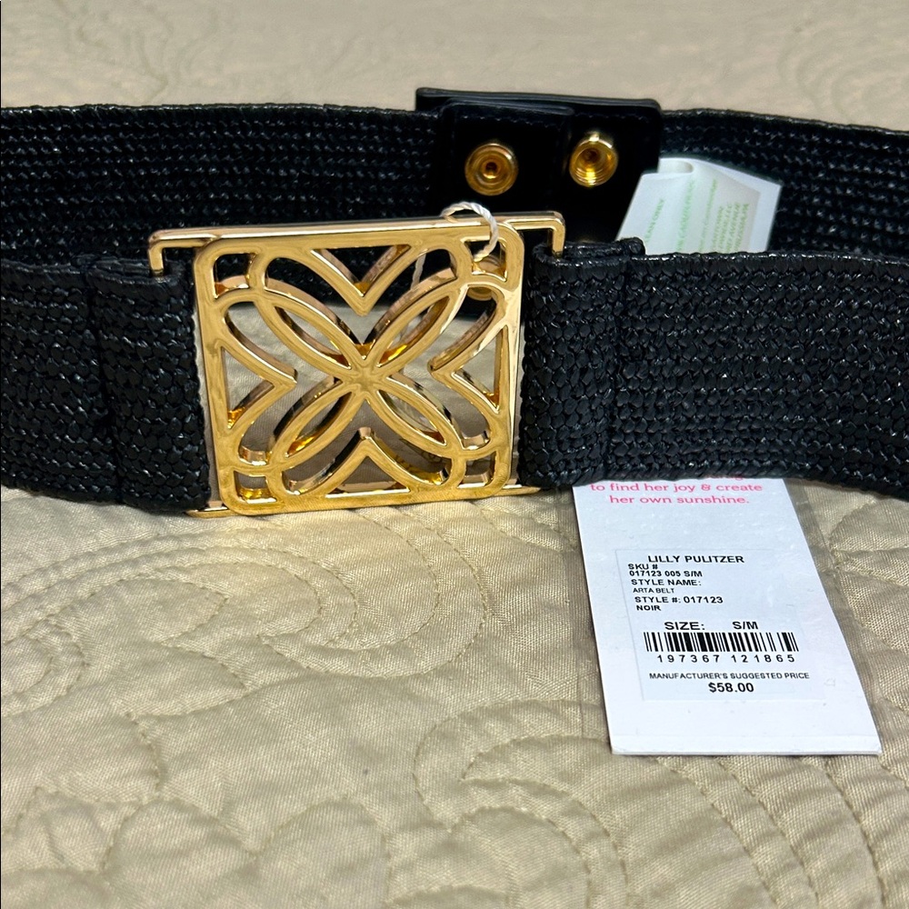 NWT Lilly Pulitzer Arta black rattan belt